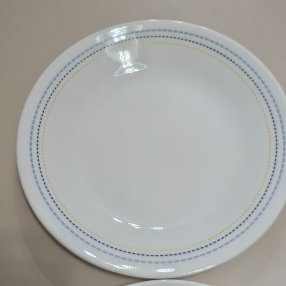 3 Corelle Mismatched Dessert Snack Plates 6.75" stripes geometric design - Picture 3 of 6